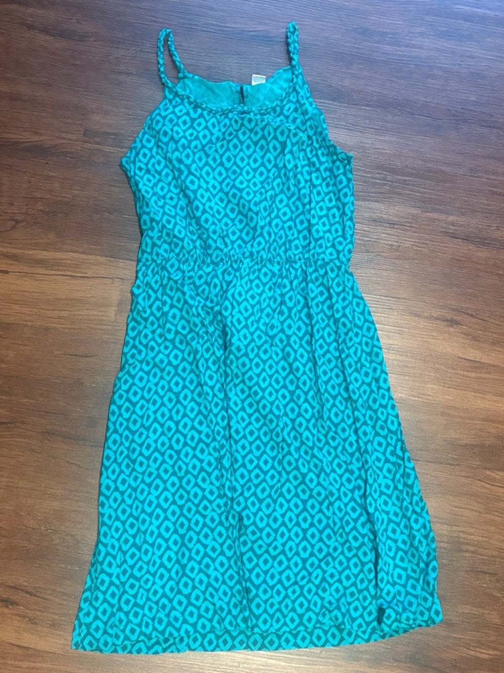 Old Navy Teal Geo-Print Spaghetti-Strap Midi Dress